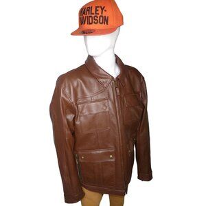 NWT AUTHENTIC‎ Harley-Davidson Men's Portage Midweight Leather Jacket - Brown